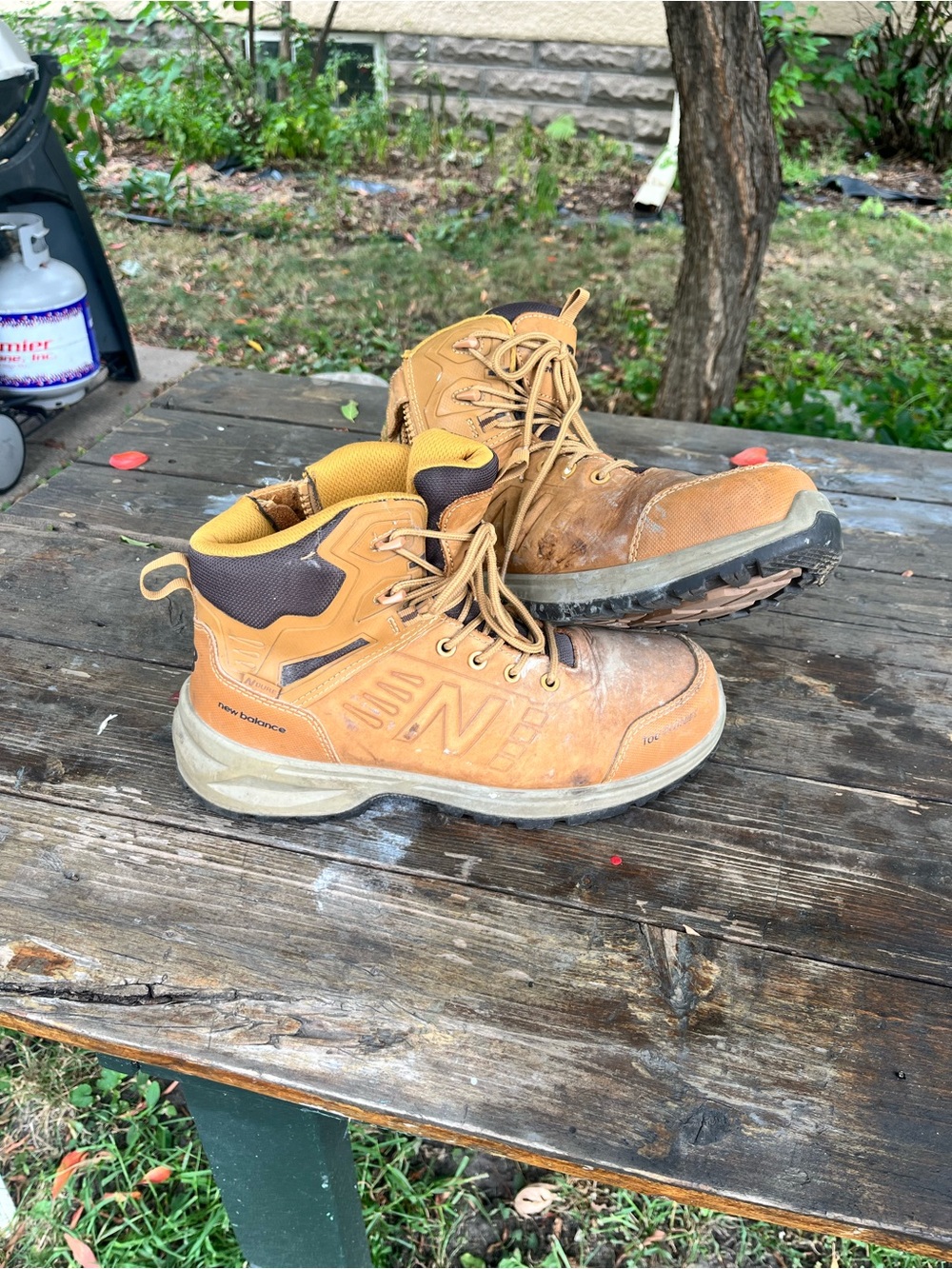 New Balance Men's Tan and Brown Work Boots - Lace-Up Ankle Support